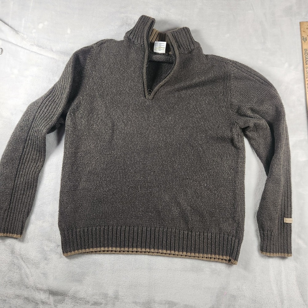 Vintage Columbia 1/4 Zip Pullover Sweater Men M Olive Green Knit‎ Mock Neck